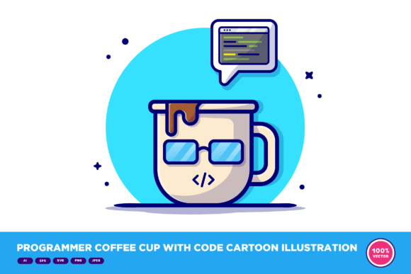 A Cartoon Coffee Cup for Tech-Friendly Design Projects