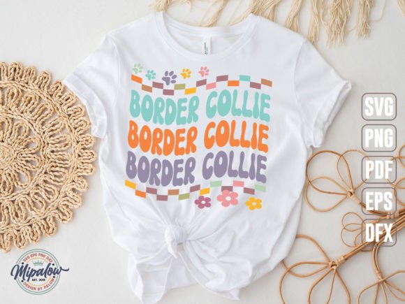 A Groovy Retro Border Collie Graphic for Crafts & Merchandise