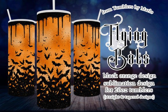 A Halloween Glitter Bat Design for Tumbler Graphics & Print Templates