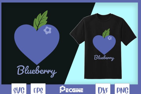 A Heart-Shaped Blueberry Design for Graphics & T-Shirt Branding