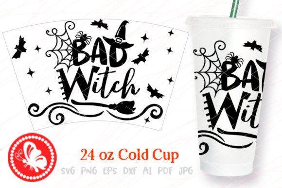 Bad Witch Halloween Cold Cup Wrap Graphics for Crafters