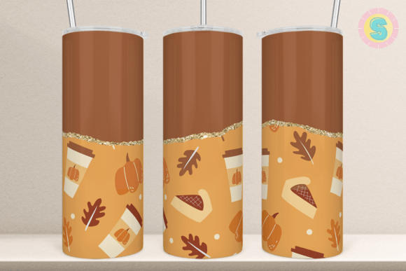 Fall Brown Gold Agate Line Graphics for Seasonal Crafts