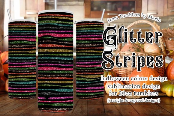 Halloween Glitter Stripes Graphics for Tumbler Print Templates