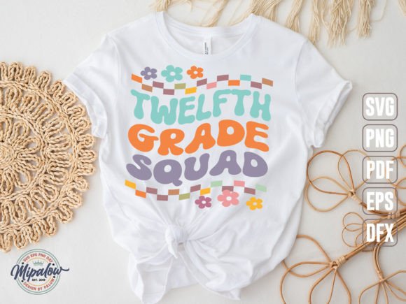 Twelfth Grade Squad Svg: Wavy Text for Crafts & Graphics